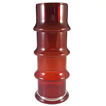 Riihimaki #1532 Riihimaen Lasi Oy Red Hooped Cased Glass Vase (image for) Riihimaki #1532 Riihimaen Lasi Oy Red Hooped Cased Glass Vase