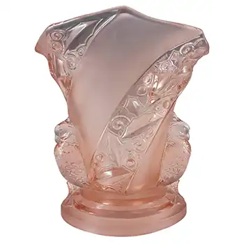 Brockwitz #6925 Art Deco Pink Glass 'Parakeet' Bird Vase (image for) Brockwitz #6925 Art Deco Pink Glass 'Parakeet' Bird Vase