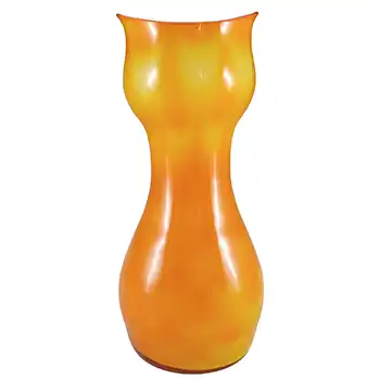 Elme 1970's Scandinavian Orange Cased Glass Peacock Vase (image for) Elme 1970's Scandinavian Orange Cased Glass Peacock Vase