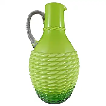 Stelvia Empoli Green Cased Glass 'Basket Weave' Vase / Jug (image for) Stelvia Empoli Green Cased Glass 'Basket Weave' Vase / Jug