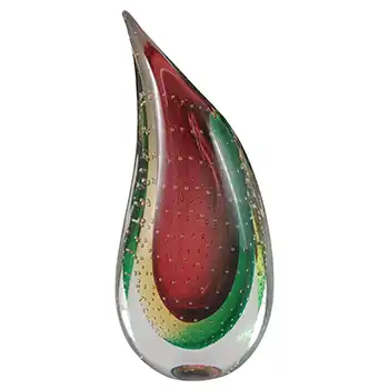 SIGNED Oball Murano Red, Green & Yellow Sommerso Glass Vase (image for) SIGNED Oball Murano Red, Green & Yellow Sommerso Glass Vase