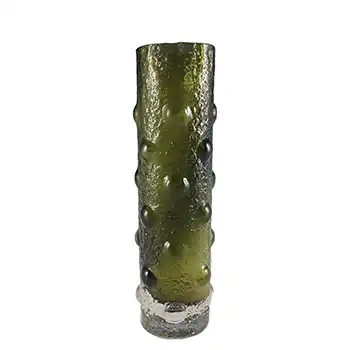 Riihimaki #1462 Riihimaen Tamara Aladin Green Textured Glass Vase (image for) Riihimaki #1462 Riihimaen Tamara Aladin Green Textured Glass Vase