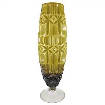 HUGE Stelvia Empoli Green Retro Cased Glass Vintage 'Tiki' Vase (image for) HUGE Stelvia Empoli Green Retro Cased Glass Vintage 'Tiki' Vase
