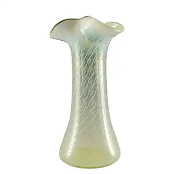 John Walsh Vaseline / Uranium Opalescent Glass 'Spiralling Dots' Vase (image for) John Walsh Vaseline / Uranium Opalescent Glass 'Spiralling Dots' Vase