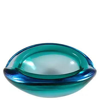 Barbini Murano Green & Blue Glass Vintage Biomorphic Bowl (image for) Barbini Murano Green & Blue Glass Vintage Biomorphic Bowl
