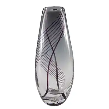 SIGNED Kosta Boda Glass Purple Threads Vase by Vicke Lindstrand (image for) SIGNED Kosta Boda Glass Purple Threads Vase by Vicke Lindstrand