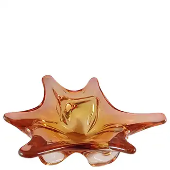 Vetreria Artistica Colonna Murano Pink & Amber Glass Lobed Bowl (image for) Vetreria Artistica Colonna Murano Pink & Amber Glass Lobed Bowl