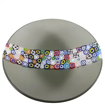 Murano Grey Glass Bowl w/ Effetre Millefiori Murrine Canes (image for) Murano Grey Glass Bowl w/ Effetre Millefiori Murrine Canes