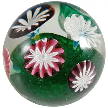 Fratelli Toso Murano Trumpet Murrine Flower Cane Glass Paperweight (image for) Fratelli Toso Murano Trumpet Murrine Flower Cane Glass Paperweight