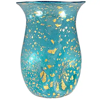 Salviati Murano Blue Glass & Gold Leaf Miniature Vase (image for) Salviati Murano Blue Glass & Gold Leaf Miniature Vase