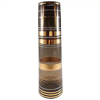 Borske Sklo Vintage Czech Brown Glass Cylindrical Vase (image for) Borske Sklo Vintage Czech Brown Glass Cylindrical Vase