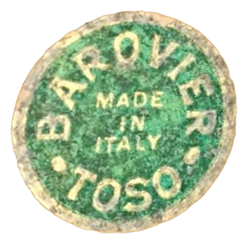 Barovier & Toso Murano glass foil label.