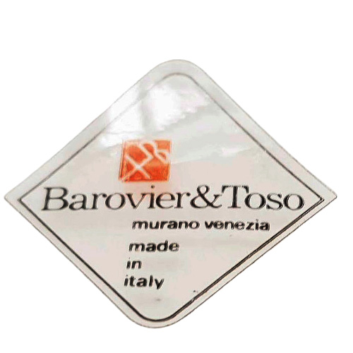 Barovier & Toso Murano glass plastic label.