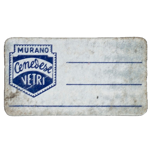Cenedese Murano glass paper label.