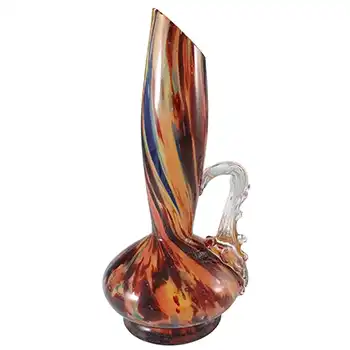 Welz Bohemian Oxblood Red, Blue & Cadmium Yellow Spatter Glass Vase (image for) Welz Bohemian Oxblood Red, Blue & Cadmium Yellow Spatter Glass Vase