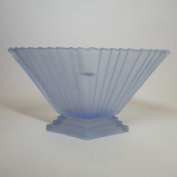 (image for) Bagley #1333 Art Deco 5.75" Frosted Blue Glass 'Wyndham' Vase