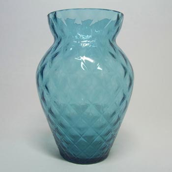 (image for) Borske Sklo 6" Blue Bohemian Glass Optical Vase