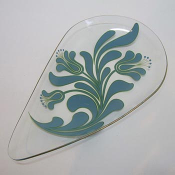 Chance Bros Turquoise Glass Canterbury Plate/Dish 1971