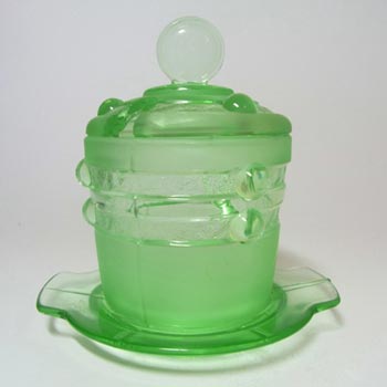 Stölzle #19418 Czech Art Deco 1930's Uranium Green Glass Jar
