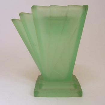 Bagley #334 Art Deco Uranium Green Glass 'Grantham' Side Vase