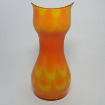 (image for) Elme 1970s Scandinavian Orange Cased Glass Peacock Vase