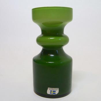 (image for) Lindshammar 1970's Swedish Green Glass Vase - Labelled