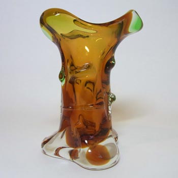 (image for) Mstisov/Moser Czech Amber & Green Glass Organic Vase