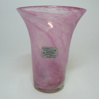 (image for) Nazeing 1950's Clouded Pink Bubble Glass Vase - Label