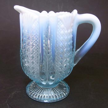 (image for) Davidson 1900s Blue Pearline Glass 'Lords & Ladies' Jug