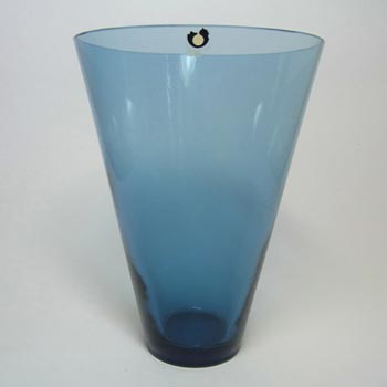 Swedish Pukeberg Blue Glass Vase c. 1960's - Labelled