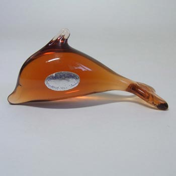 (image for) Wedgwood Topaz Glass Dolphin Paperweight L5002 - Marked