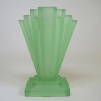 (image for) Bagley #334 Art Deco 6" Uranium Green Glass 'Grantham' Vase