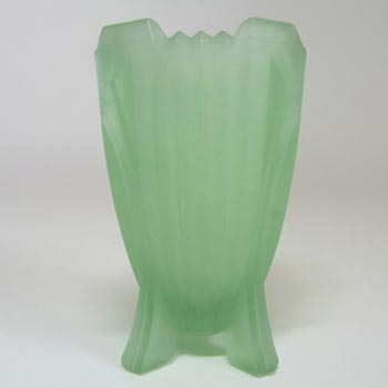(image for) Bagley #3057 Art Deco 3.75" Uranium Green Glass 'Bedford' Vase