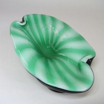 (image for) Murano Biomorphic Cased Green Glass Sculpture Bowl