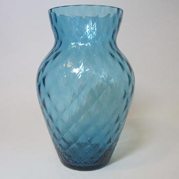 (image for) Borske Sklo 9" Blue Glass Optical 'Caro' Vase