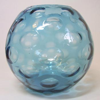 (image for) Large Borske Sklo Blue Glass Optical 'Olives' Vase