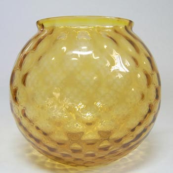 (image for) Borske Sklo 1950s Amber Glass Optical Ball Pattern Vase