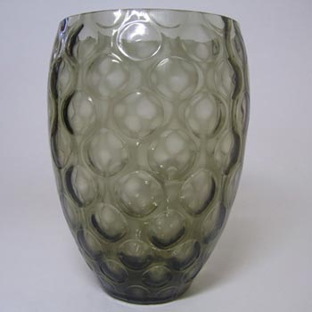 (image for) Borske Sklo 1950's Smoky Glass Optical 'Olives' Vase
