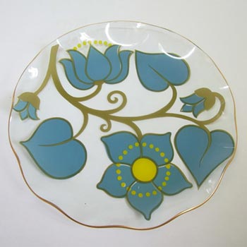 Chance Bros Turquoise Glass 'Lotus' Plate/Dish 1973