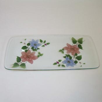 Chance Bros Pink/Blue Glass Clematis Plate/Dish 1971