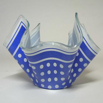 Chance Brothers Blue Glass 'Polka-dot' Handkerchief Vase