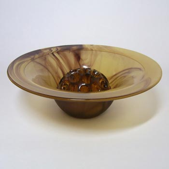 (image for) Davidson #34SLF Art Deco Amber Cloud Glass Flower Bowl