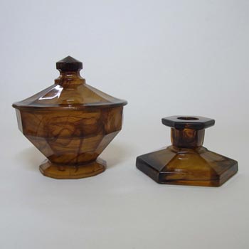 (image for) Davidson #8283 Amber Cloud Glass Candlestick + Trinket Bowl