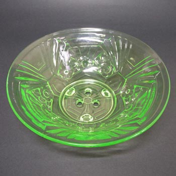 (image for) Jobling #6000 Art Deco Uranium Green Glass Flower Bowl