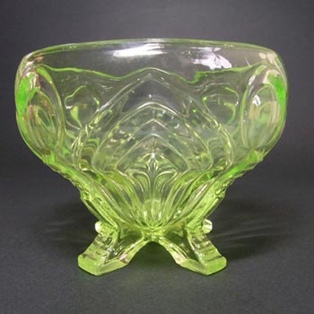 (image for) Sowerby Art Deco 1930's Uranium Green Glass Posy Bowl