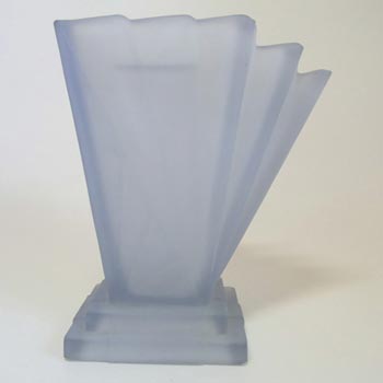 (image for) Bagley #334 Art Deco Frosted Blue Glass 'Grantham' Side Vase