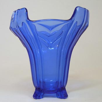 (image for) Sowerby #C2631 Art Deco 1930's Blue Glass Posy Vase