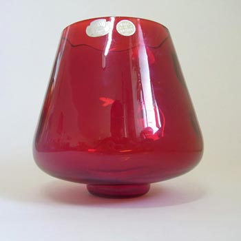 (image for) Elme Scandinavian Red Glass Optical Vase - Labelled