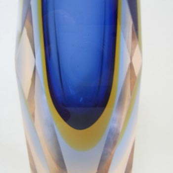 Murano/Sommerso Faceted Blue Glass Block Vase - £66.50