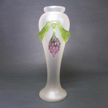 (image for) Kralik Art Nouveau 1900's Glass Berry + Leaf Vase